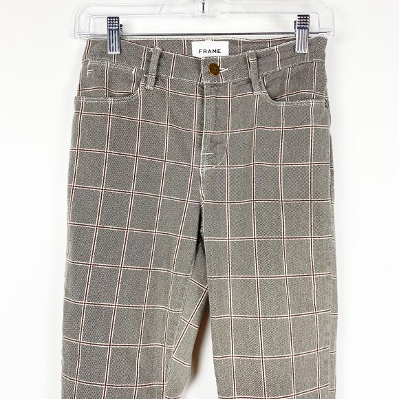 Frame Le High Skinny Crop Jean Window Pane Plaid Pants Womens Size 25 - Picture 4 of 11